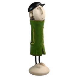 Handmade Ceramic Man Figurine - Blue Coat, Baseball Cap Decor - thumbnail 1