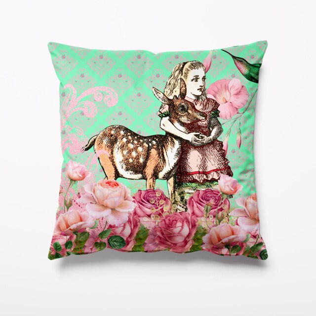 Alice in Wonderland Garden Cushion - Waterproof Outdoor Water Resistant Cushions Pillows 18 - image 1