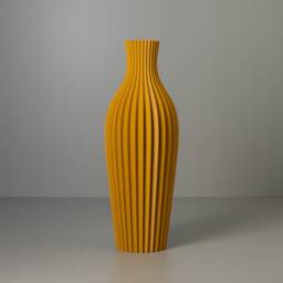 Oval Decoration Vase Daisy, Matte 3D Printed Aesthetic Design With A Striped Texture Made From Recycled Bioplastic - thumbnail 2