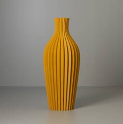 Oval Decoration Vase Daisy, Matte 3D Printed Aesthetic Design With A Striped Texture Made From Recycled Bioplastic - thumbnail 1