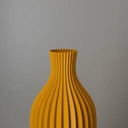 Oval Decoration Vase Daisy, Matte 3D Printed Aesthetic Design With A Striped Texture Made From Recycled Bioplastic - thumbnail 3