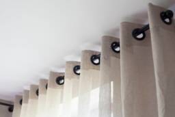 Natural Linen Curtain Panel Sheer Grommet Top Drapes, Custom Length