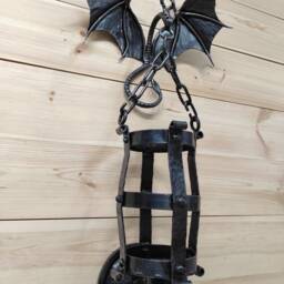 Hand Forged Dragon Wall Lamp Medieval Viking Decor - thumbnail 2