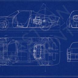 Classic Porsche 904 Carrera Gts Blueprint Art Print - thumbnail 3