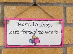 Shopaholic Funny Sign-Handmade-Wood Plaque-Wall Hanging-Personalised - thumbnail 1
