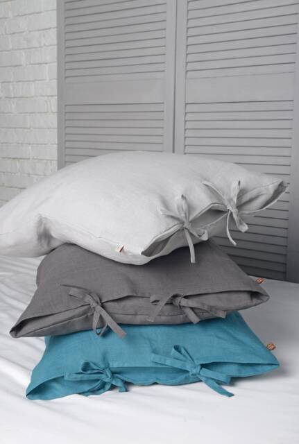 Natural Linen Pillowcase With Ties, Eco Friendly Softened Linen Pillow Case, All Sizes Standard, Sham, Queen, King, Body. Luxury Pure - image 1