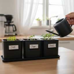 Herb Pot Set With Tray - Self-Watering 3 Planter Multiple Colour Options - thumbnail 3