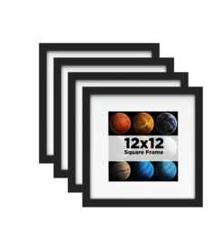 12x12 Picture Frames Black Set Of 4, White Grey Green Photo Frame With Acrylic Glass For 8x8 Mat Square - thumbnail 1