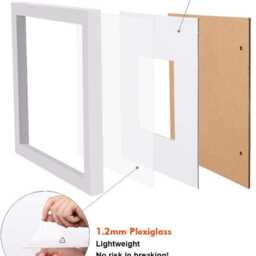 12x12 Picture Frames Black Set Of 4, White Grey Green Photo Frame With Acrylic Glass For 8x8 Mat Square - thumbnail 3
