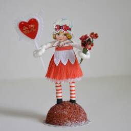 Valentine Ornament/Vintage Style Spun Cotton Figurine Spun Girl