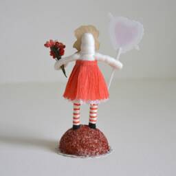 Valentine Ornament/Vintage Style Spun Cotton Figurine Spun Girl - thumbnail 2
