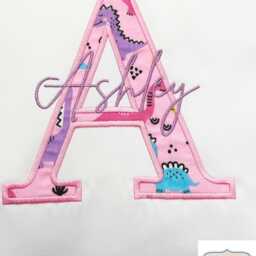 Personalised Embroidered Dinosaur Initial Cushion, Pink Dino Decor - thumbnail 2
