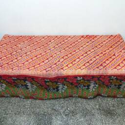 Twin Patchwork Quilt Indian Hand-Quilted Cotton Bedspread - thumbnail 4