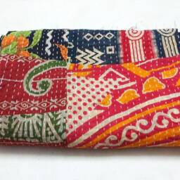 Twin Patchwork Quilt Indian Hand-Quilted Cotton Bedspread - thumbnail 2