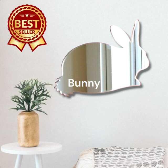 Rabbit Acrylic Mirror Wall Art Engraved Bunny Decor - image 1