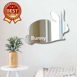 Rabbit Acrylic Mirror Wall Art Engraved Bunny Decor