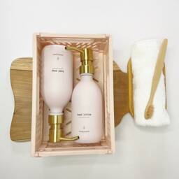 New Pink Glass Refillable Bottle 500Ml, Waterproof Label, Stainless Steel Pump, Soap Dispenser - thumbnail 2