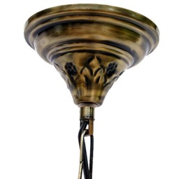 Very Large Glass Brass & Metal Etched Mosaic Bell Jar Pendant Lamp Shown in Standard Antiqued Bronze Finish No-9 - thumbnail 4