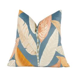 Scion - Hikkaduwa Velvet Blue/Orange Fun Bright Tropical Flora Cushion Cover Throw Pillow Designer Home D??cor - thumbnail 1