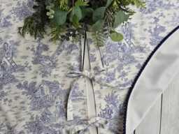 Blue Toile Tree Skirt, Chinoicery Skirtrt, Christmas, French Country Christmas Decor