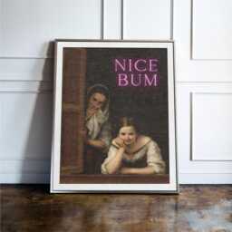 Funny Bathroom Wall Art Nice Bum Print, Vintage Painting Decor, Toilet Humour Poster, Restroom Art, Quirky Sign - thumbnail 1