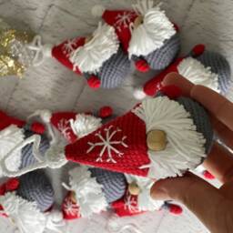 Crochet Scandinavian Gonk Christmas Decoration - Handmade Gnome Ornament For Tree Or Home Decor Red & White Style - thumbnail 2