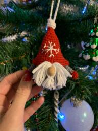 Crochet Scandinavian Gonk Christmas Decoration - Handmade Gnome Ornament For Tree Or Home Decor Red & White Style - thumbnail 1