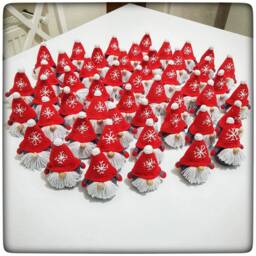 Crochet Scandinavian Gonk Christmas Decoration - Handmade Gnome Ornament For Tree Or Home Decor Red & White Style - thumbnail 4
