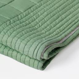 Sage Green Colour Machine Quilted Throw Blanket, 100% Cotton, 50x60 Inches - thumbnail 3
