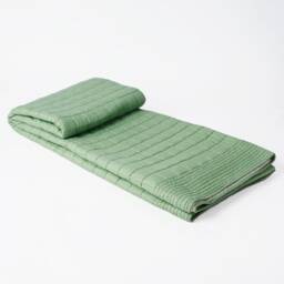 Sage Green Colour Machine Quilted Throw Blanket, 100% Cotton, 50x60 Inches - thumbnail 1