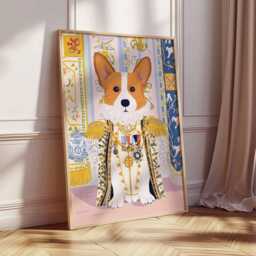 Royal Corgi Wall Art Print, Dog Portrait Poster, Quirky Pet Illustration, Regal Animal Artwork, Lover Gift, Home Decor - thumbnail 2