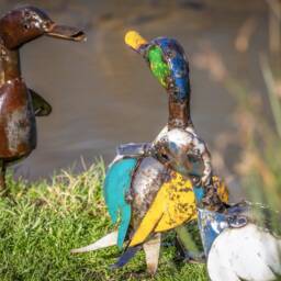 Recycled Metal Duckling. Duck Sculptures. Garden Statues. Outdoor Art. Gifts. Lovers - thumbnail 2