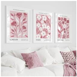 Flower Market Prints, Pink Bedroom Botanical Art Living Room Posters, Floral Pictures, Wall - thumbnail 2