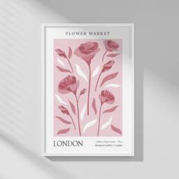 Flower Market Prints, Pink Bedroom Botanical Art Living Room Posters, Floral Pictures, Wall - thumbnail 3