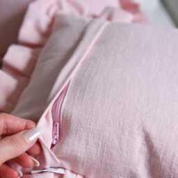 Pink Linen Ruffle Cushion Cover Small Size Nursery Pillow Lumbar Bedroom Frill Square Custom Bolster - thumbnail 3
