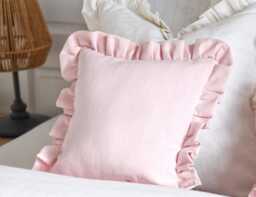 Pink Linen Ruffle Cushion Cover Small Size Nursery Pillow Lumbar Bedroom Frill Square Custom Bolster