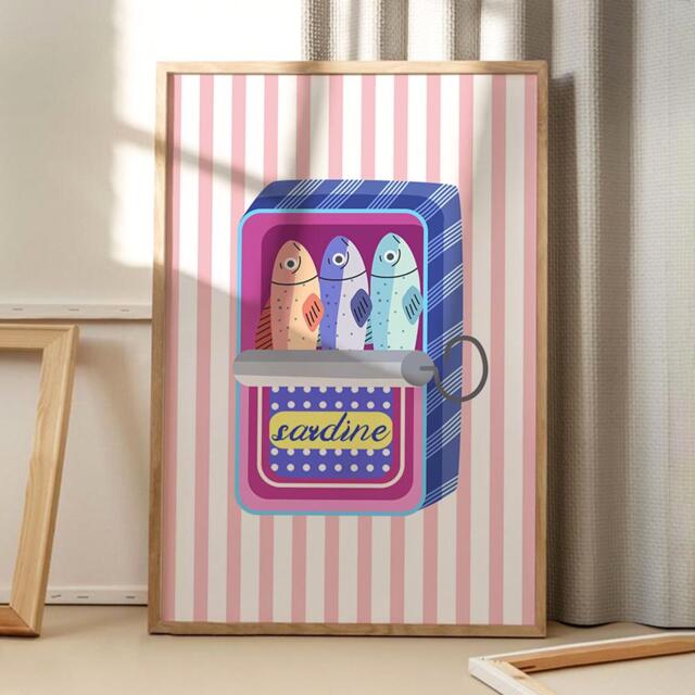 Sardine Tin Art Canvas Poster, Kitchen Wall Art, Bright Aesthetic Decor, Retro Home Printed Gift - image 1