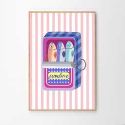 Sardine Tin Art Canvas Poster, Kitchen Wall Art, Bright Aesthetic Decor, Retro Home Printed Gift - thumbnail 2
