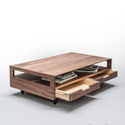 Marble Coffee Table, Center Table , Living Room Made Of Solid Walnut/Oak Board - thumbnail 3