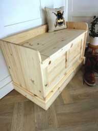 3Ft Wide Solid Wood Storage Bench, Shaker Panel Entryway Seat, Handmade, Ready-To-Paint