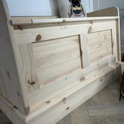 3Ft Wide Solid Wood Storage Bench, Shaker Panel Entryway Seat, Handmade, Ready-To-Paint - thumbnail 3