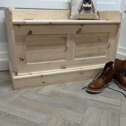 3Ft Wide Solid Wood Storage Bench, Shaker Panel Entryway Seat, Handmade, Ready-To-Paint - thumbnail 2