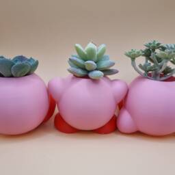 Kirby Planter & Pen Holder, Cute 3D Printed Plant Pot, Succulent & Cactus Gamer Desk Decor, Nintendo Inspired Gift, 3 Designs - thumbnail 4