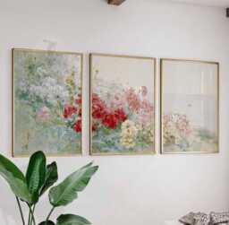 Set Of 3 Floral Garden Wall Art Prints, Impressionist Flower Posters, Romantic Botanical Decor - thumbnail 1
