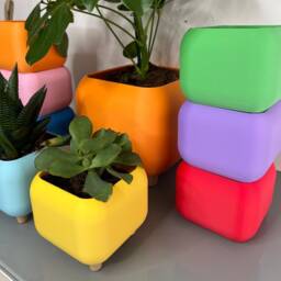 Colourful Rounded Square Indoor Planter With Feet - thumbnail 2