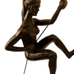 3x Sculptures in Bronze Colour 2x Female & 1x Male Wall Hanging Figures Climbers Man Woman Abseiling Statues Figurines Ornaments Set Of 3 - thumbnail 3