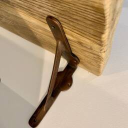 Pair Of Traditional Antique Vintage Copper Cast Iron Lugs Shelf Brackets 6 - thumbnail 2