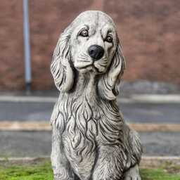 Garden Cocker Spaniel Sculpture Outdoor Dog Figurine Concrete Pet Statue Cement Memorial Decoration Spaniel Lover Gift Yard Art - thumbnail 2