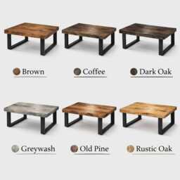 Grantham Rustic Industrial Coffee Table - Handmade Wood With Square Legs - thumbnail 2