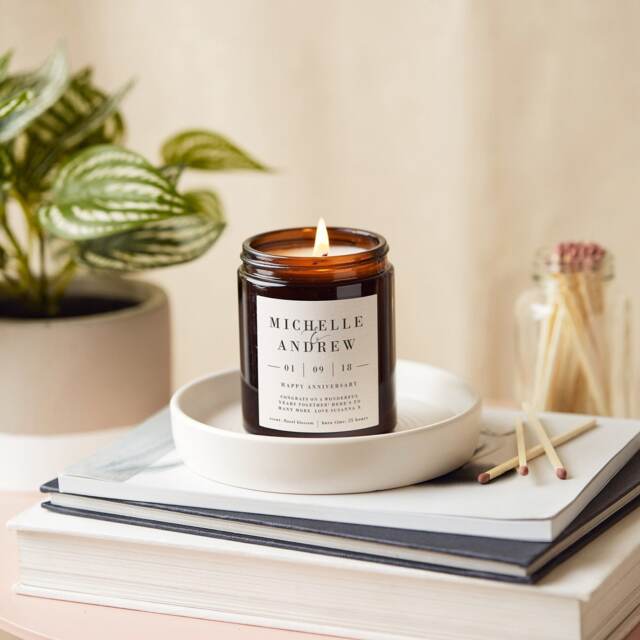 Personalised 4Th Anniversary Linen Scented Candle Gift - image 1